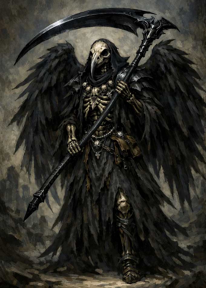 Grim Reaper with Scythe and Wings