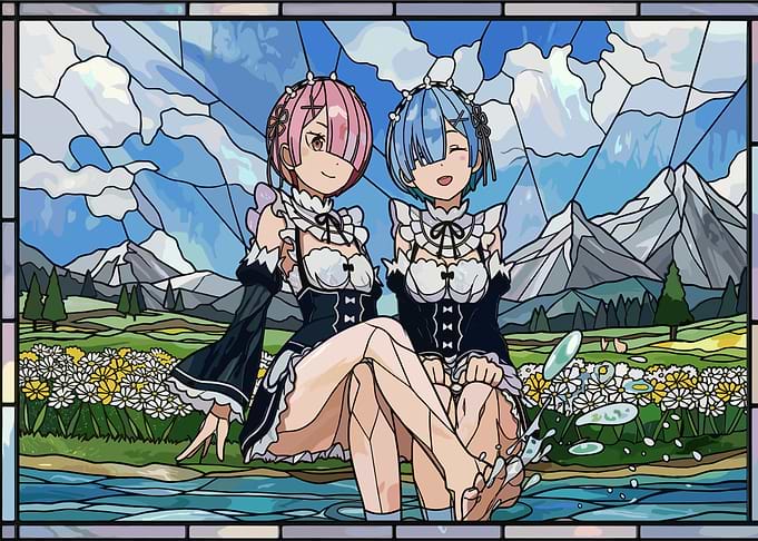 Rem and Ram in a Stained Glass Landscape