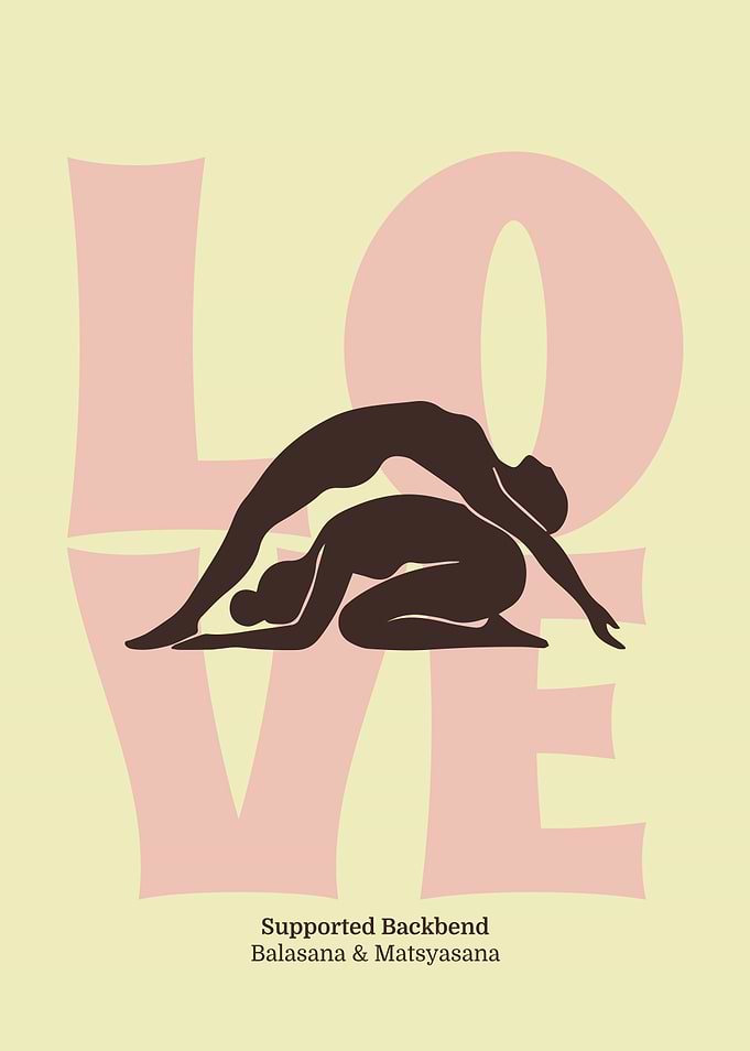 Couple Yoga Pose Print | Matisse Style Wall Art | Boho Love Poster