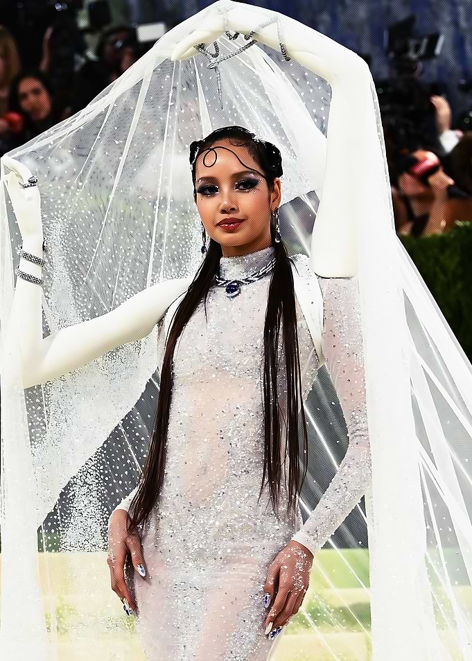 Lisa in White Embellished Gown with Veil