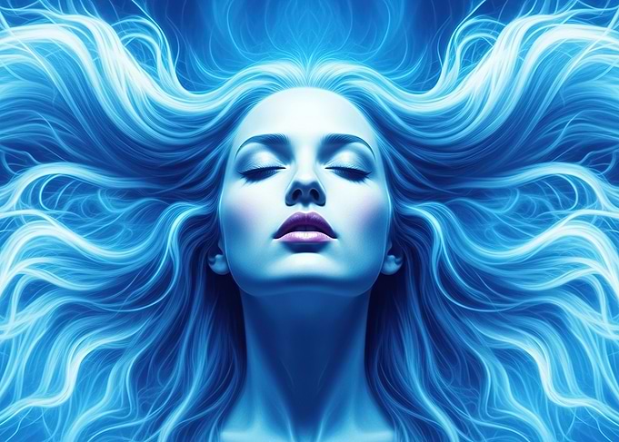 Ethereal Blue Haired Woman