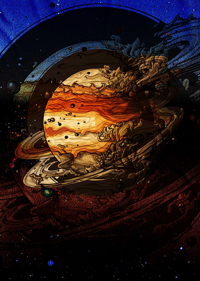 Stylized Planet with Rings