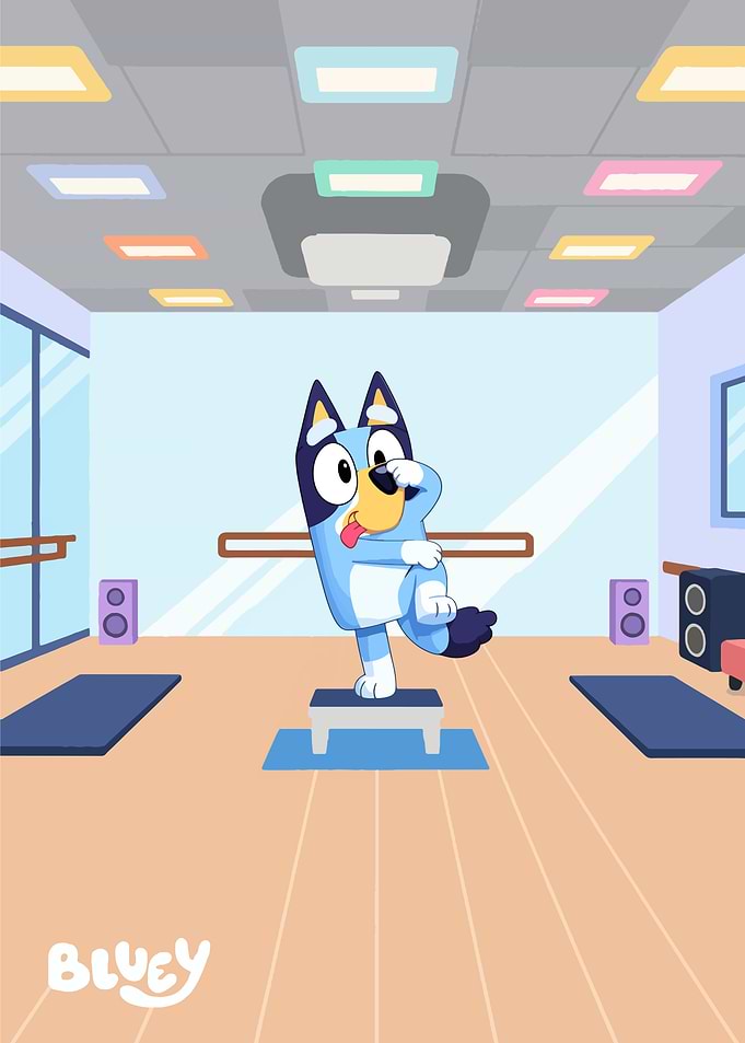 Bluey doing a dance pose