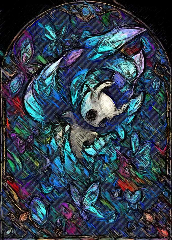 Stained Glass Knight and Moth