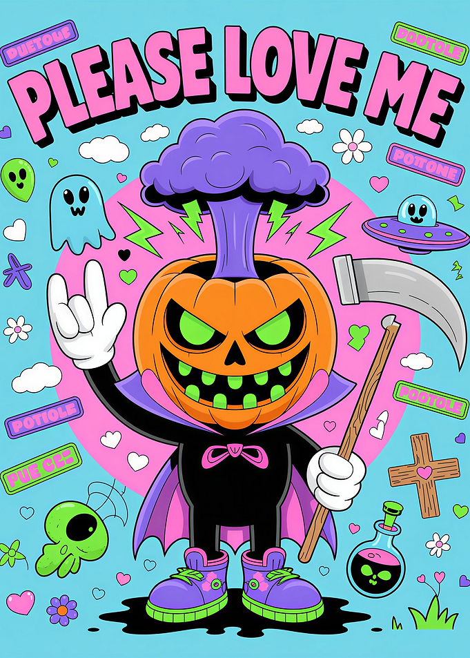 Spooky Pumpkin Character with Text