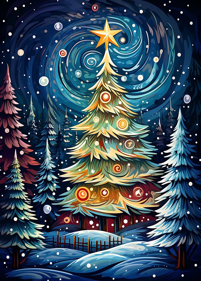 Whimsical Christmas Forest Scene