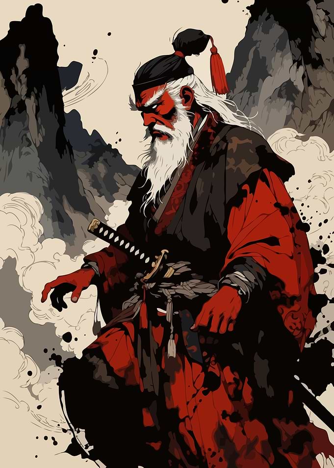 Samurai Warrior with Red Skin
