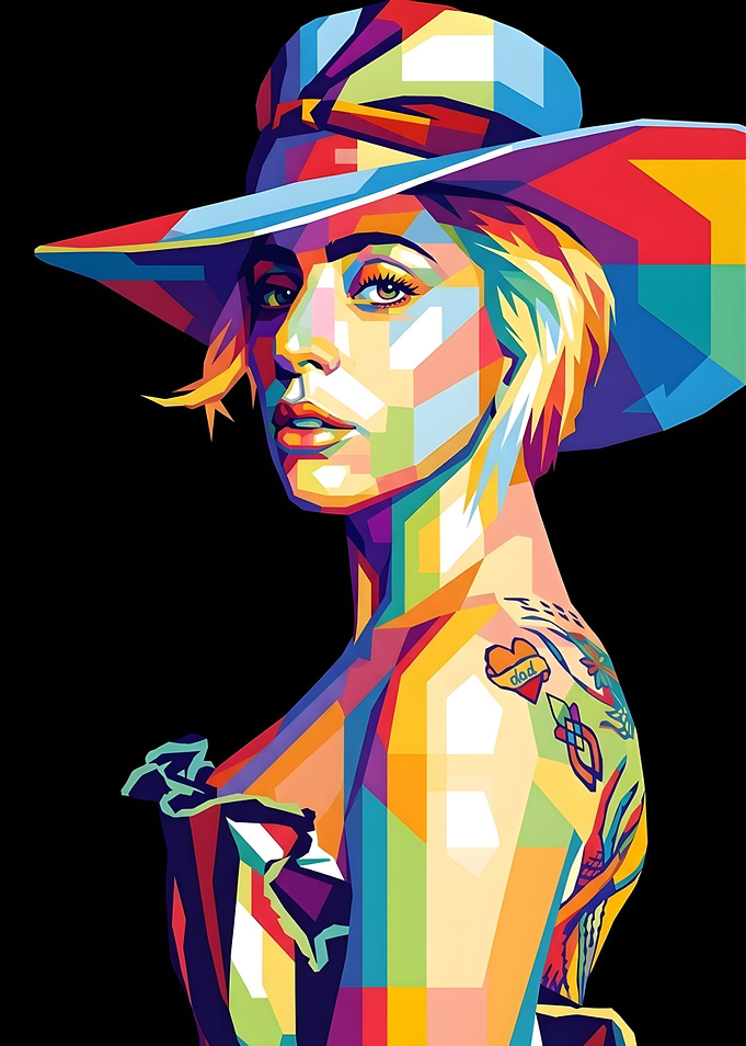 Colorful Pop Art Portrait of Lady Gaga