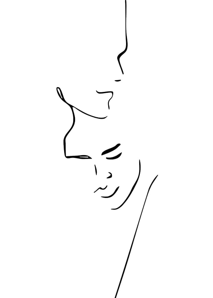 Minimalist Line Art of Two Faces