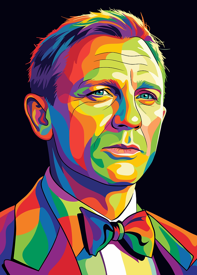 Colorful Portrait of Daniel Craig as James Bond