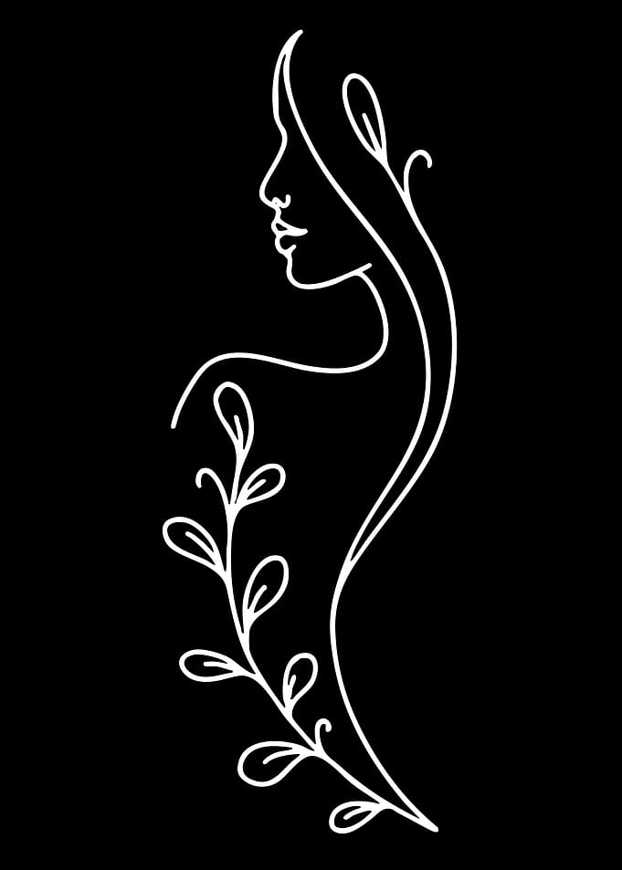 Minimalist Woman and Floral Line Art