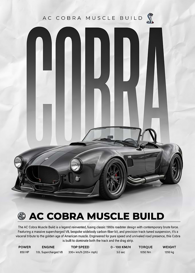 AC Cobra Muscle Build car Poster
