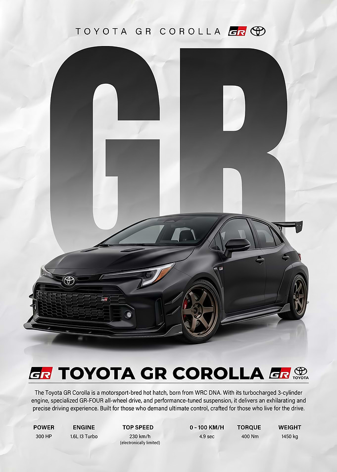 black Toyota Corolla Poster