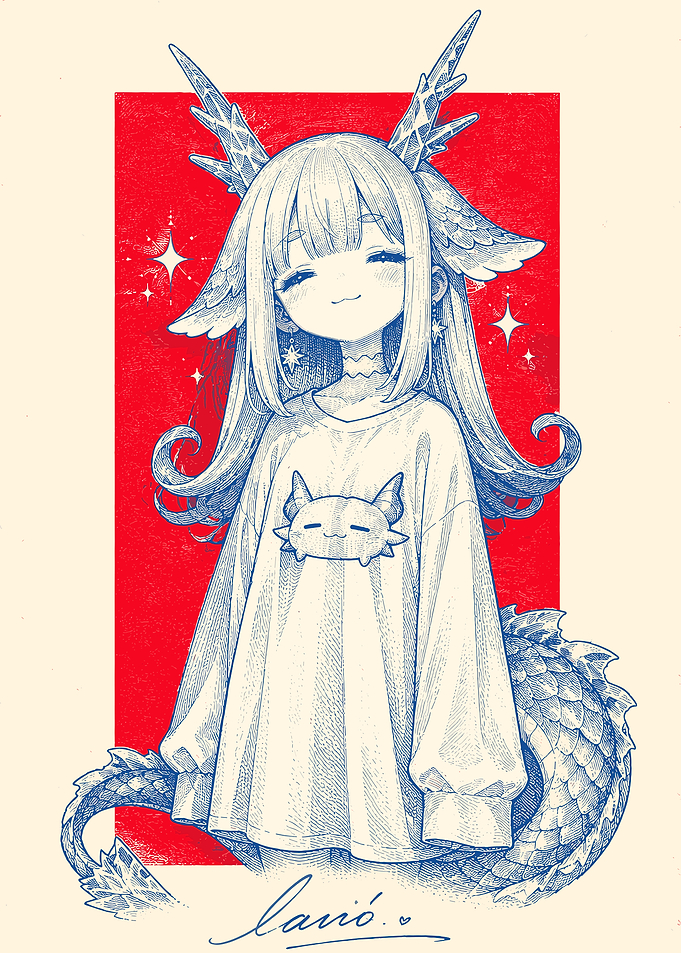 Cute Dragon Girl with Stars