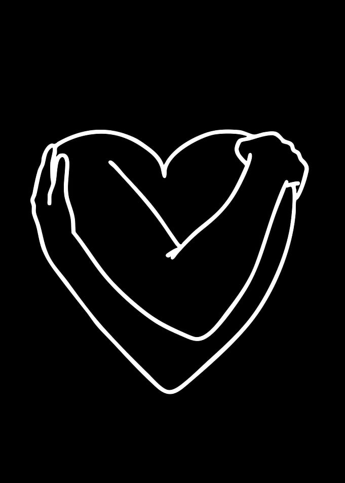 Heart Hug Line Art