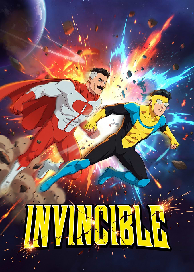 Invincible and Omni-Man in Space