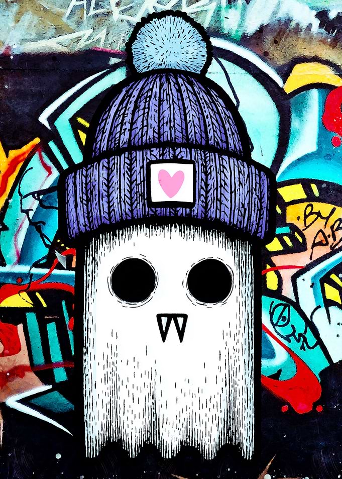 Cute Ghost Wearing a Beanie