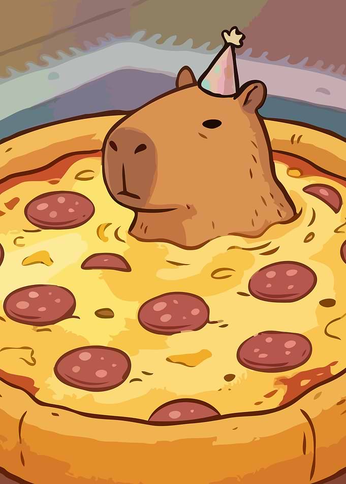 Pizza Capybara - Funny Party Hat Pepperoni