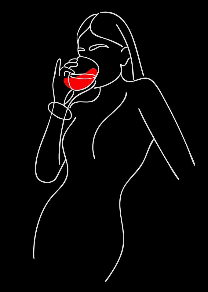 Woman drinking red wine