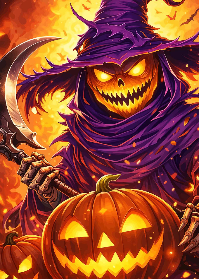 Scary Pumpkin Reaper with Scythe