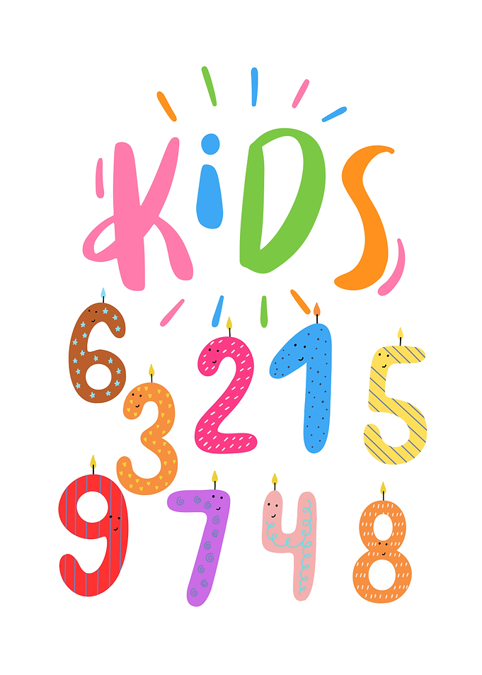 Cute Numbers with Faces and Candles