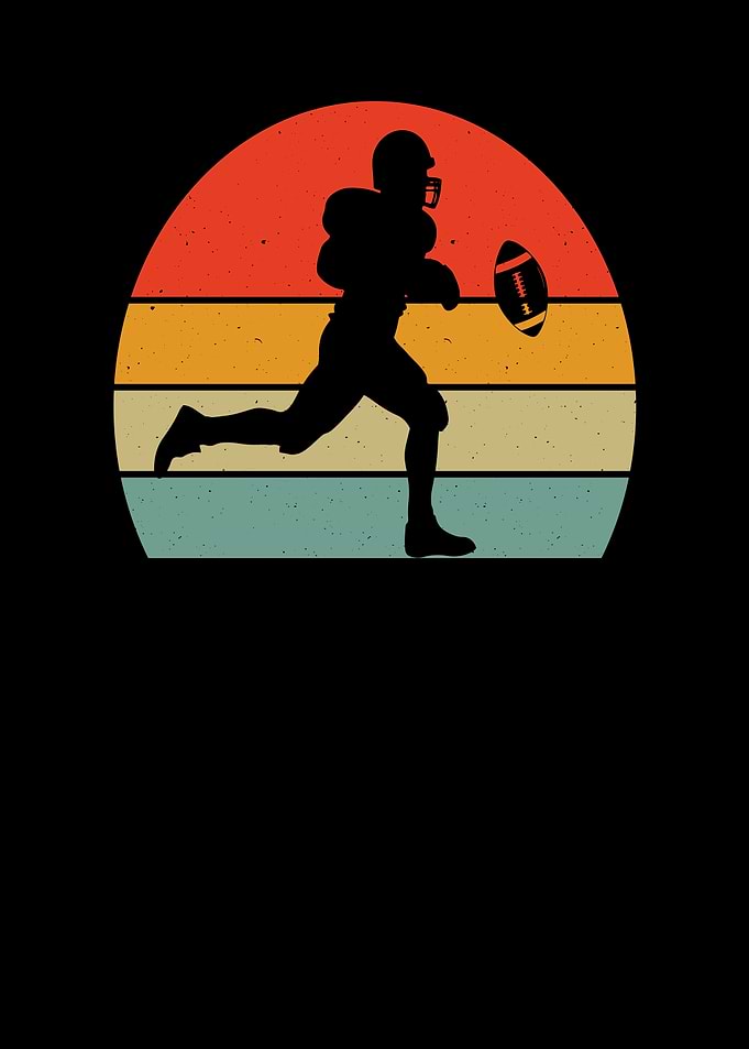 Retro Football Player Sunset Silhouette