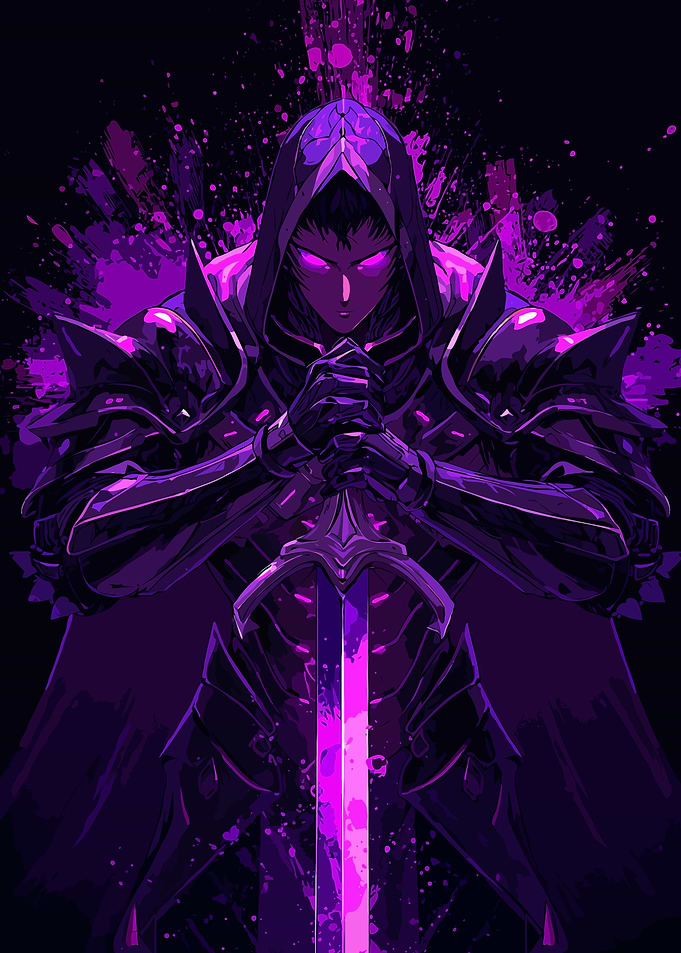 Dark Knight with Glowing Sword