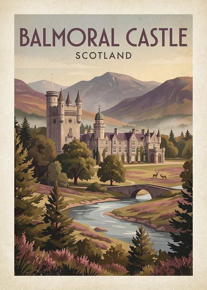 Balmoral Castle Scotland Vintage Poster