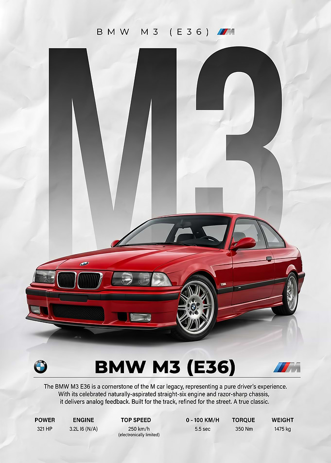 red BMW M3 E36 Poster