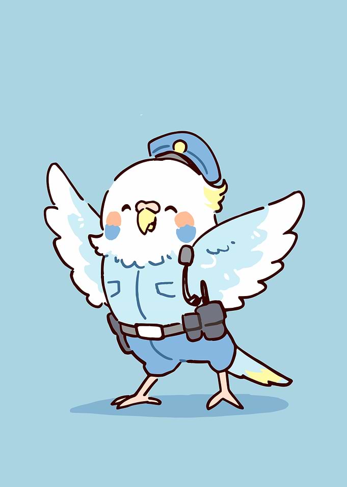 Cute Budgie Police Officer
