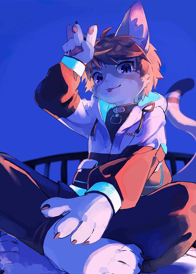 Anthropomorphic Cat Character Posing