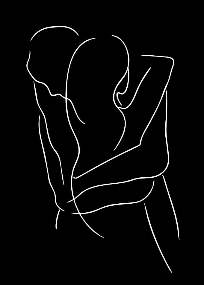 Couple Hugging Line Art