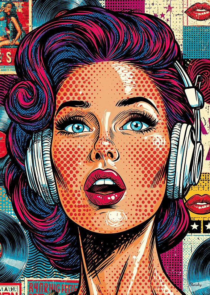 Retro Pop Glamour Music Portrait Wall Art
