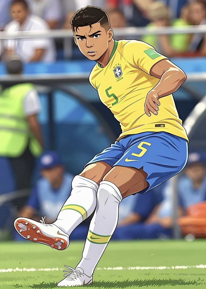 Anime Soccer Player Kicking Ball
