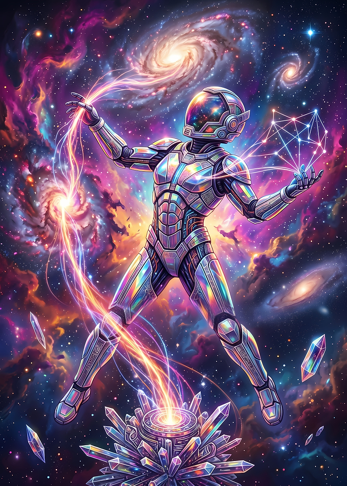 Astronaut Manipulating Cosmic Energy