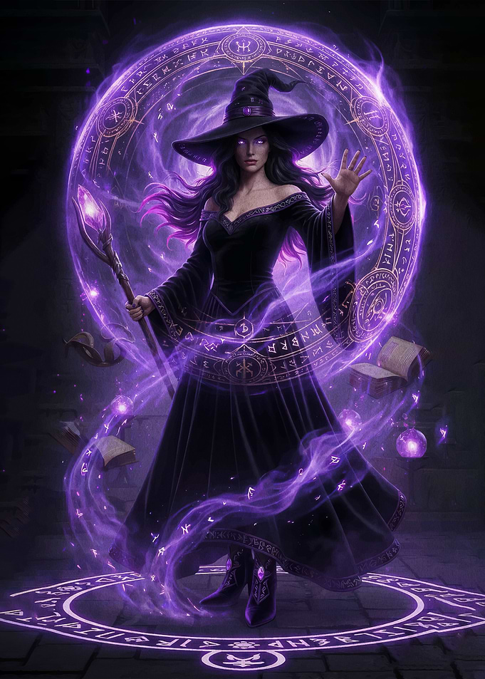 Mystical Witch Casting a Spell