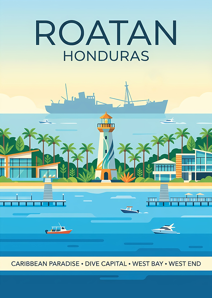 Roatan Honduras Travel Poster