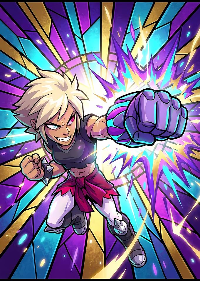 Orion Brawlhalla Character Art - Dynamic Stained Glass Style