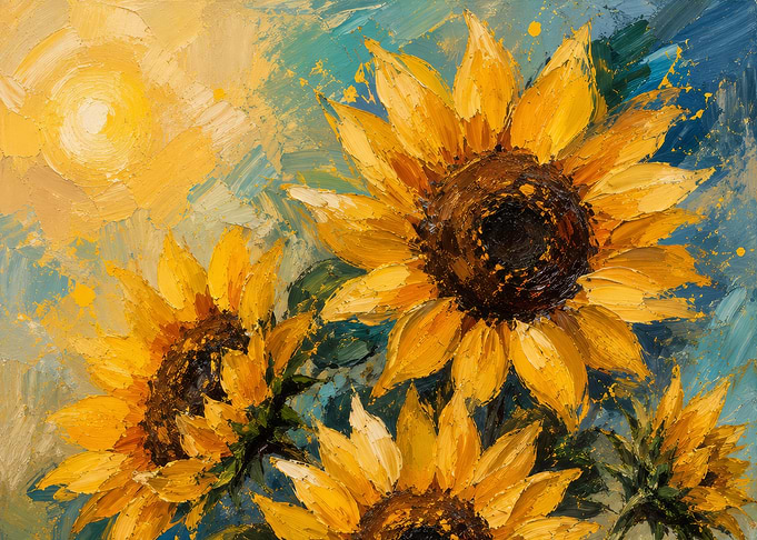 Impressionistic Sunflowers in Sunlight