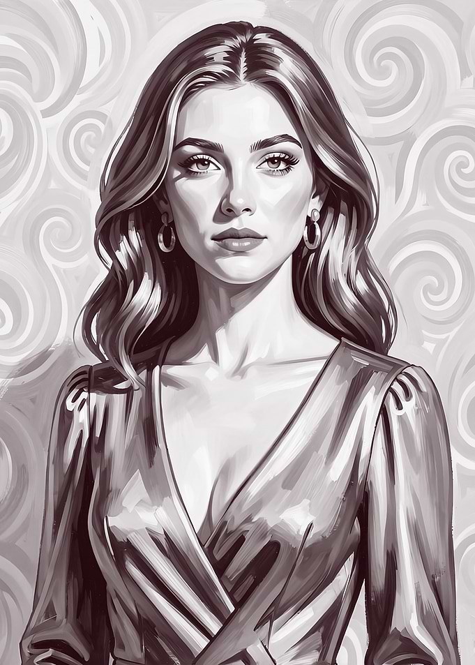 Elegant Woman in a Satin Dress