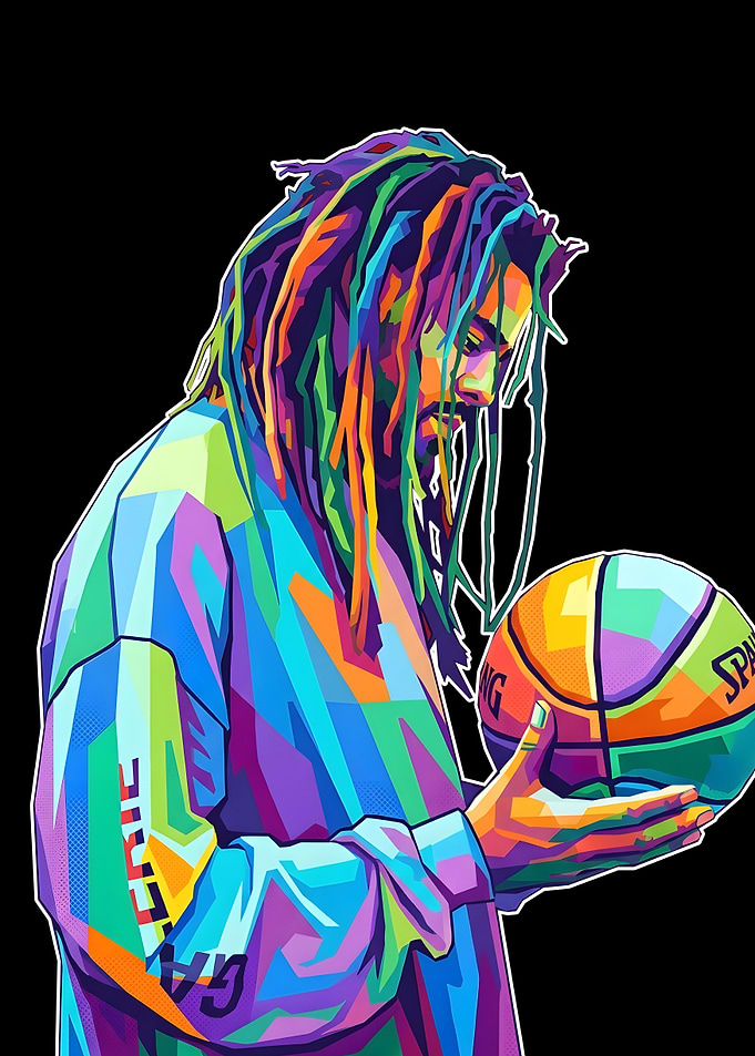 J. Cole with Basketball Pop Art