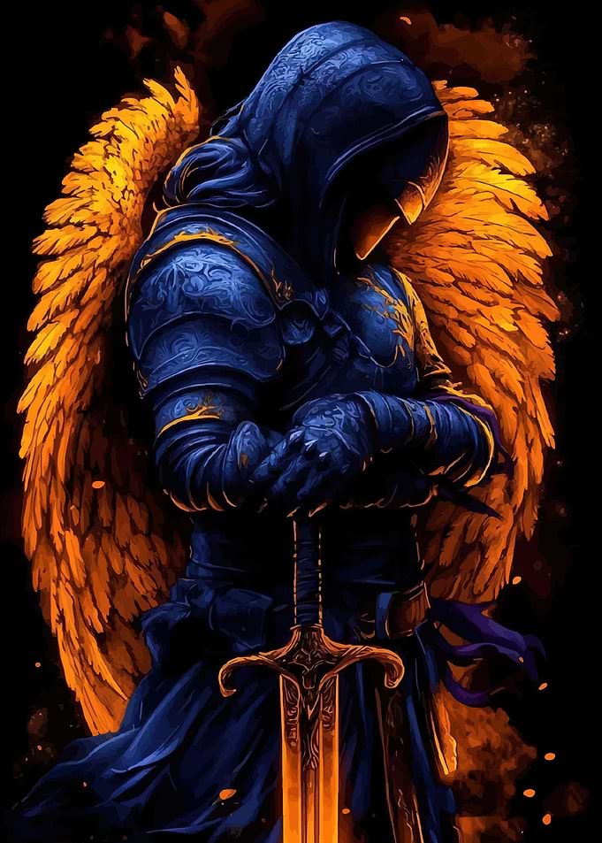 Angelic Knight with Fiery Wings
