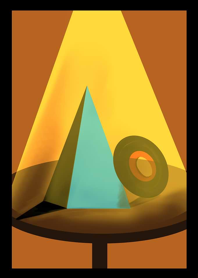 Abstract Geometric Shapes Under Spotlight