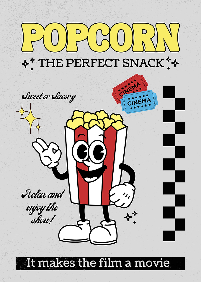 Retro Popcorn Movie Poster