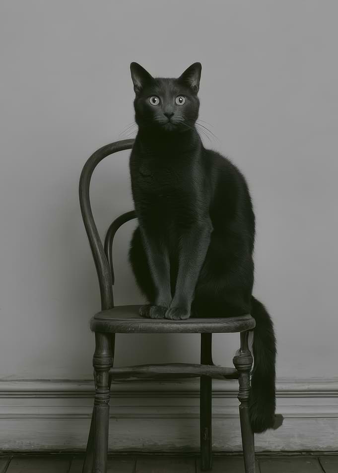 Black Cat Sitting on a Chair