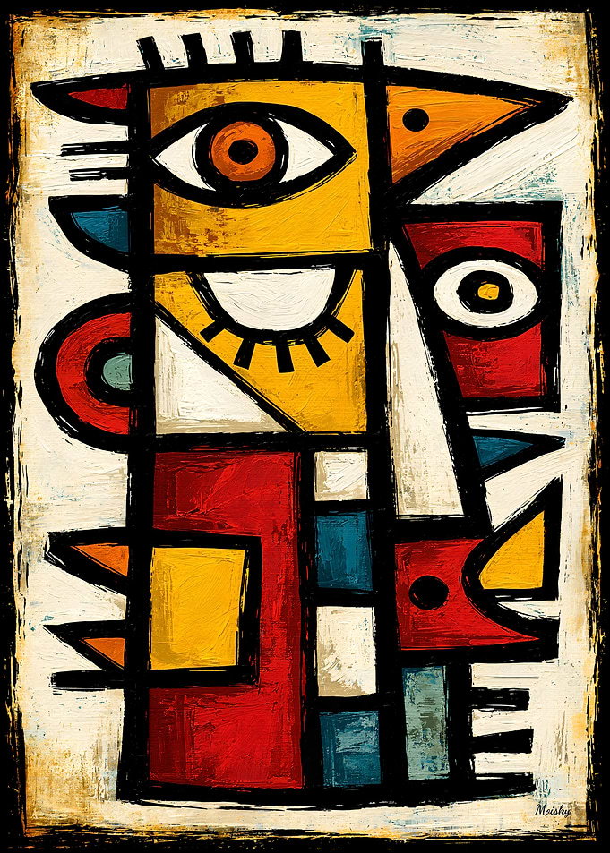Primitive Cubist Cazimo Bold Abstract Wall Art