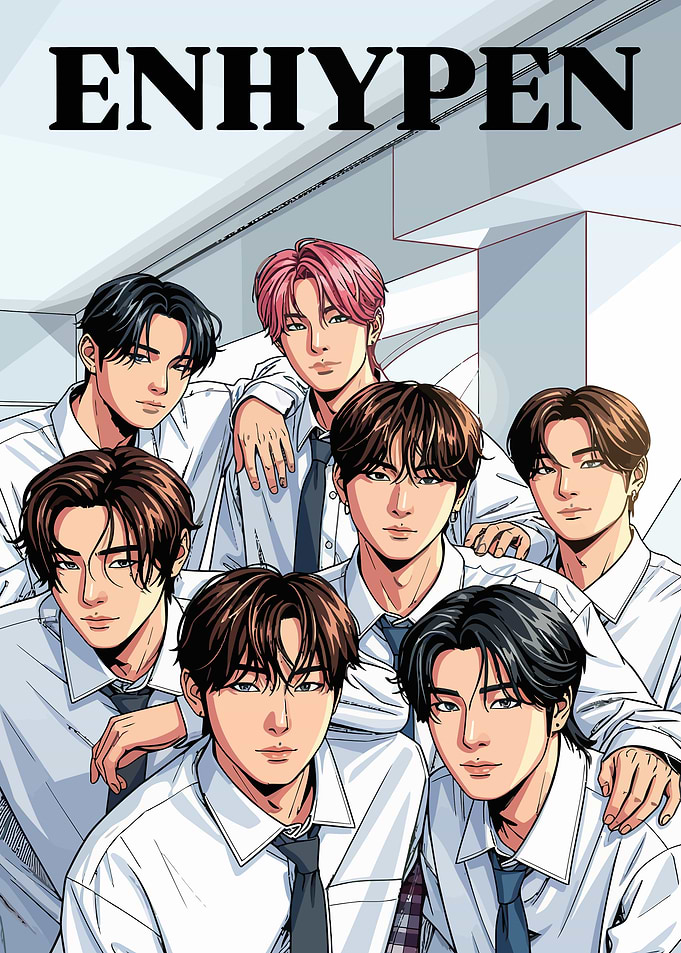 Enhypen K-Pop Group Illustration