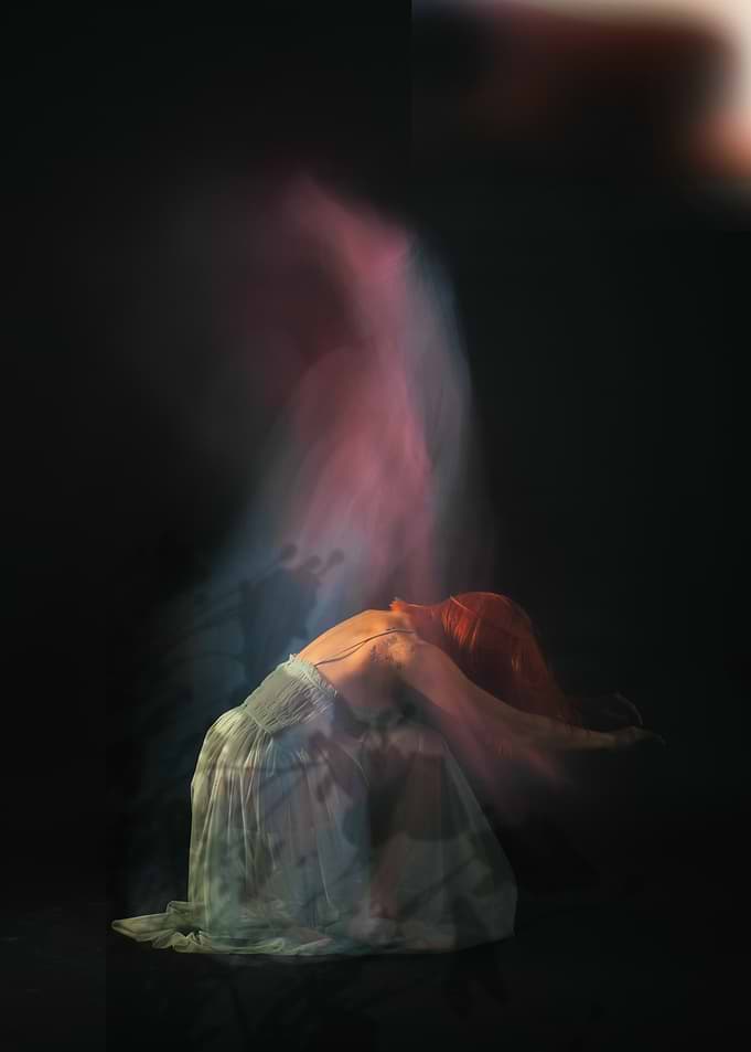 Dancer in motion with light effects
