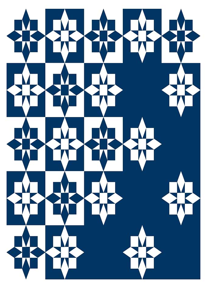 Geometric Star Pattern on Blue Background