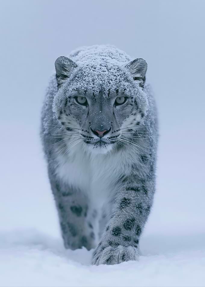 Snow Leopard in Snowy Landscape